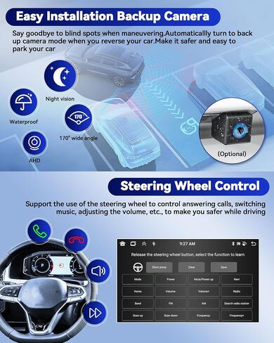 ستيريو سيارة CAMECHO 2+64G Android 13 لسيارة Ford Transit 2015-2018، راديو CarPlay اللاسلكي وراديو السيارة التلقائي Android، شاشة لمس 9 بوصة داخل لوحة القيادة GPS مع بلوتوث WiFi RDS SWC Mirror Link in Saudi Arabia