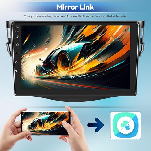 SIXTOP [2+64G] Android Car Stereo for Toyota RAV4 2007 2008 2009 2010 2011 2012 Touch Screen 9 inch Multimedia Player GPS Navigation FM Radio Mirror Link Bluetooth WiFi SWC + Backup Camera&MIC in Saudi Arabia