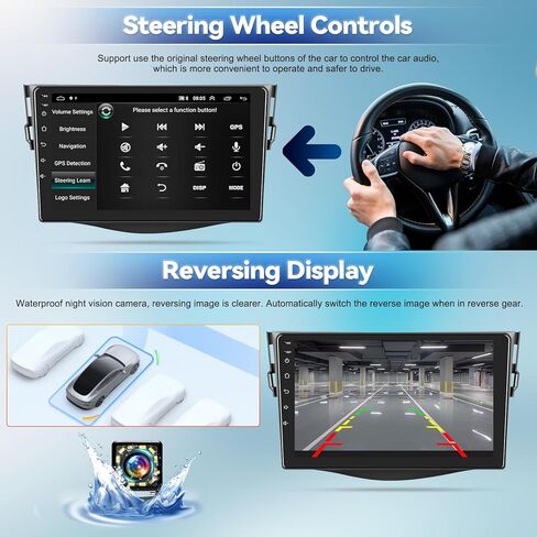 SIXTOP [2+64G] Android Car Stereo for Toyota RAV4 2007 2008 2009 2010 2011 2012 Touch Screen 9 inch Multimedia Player GPS Navigation FM Radio Mirror Link Bluetooth WiFi SWC + Backup Camera&MIC in Saudi Arabia