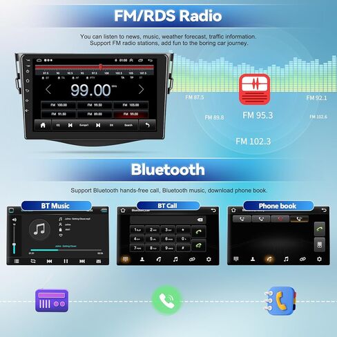 SIXTOP [2+64G] Android Car Stereo for Toyota RAV4 2007 2008 2009 2010 2011 2012 Touch Screen 9 inch Multimedia Player GPS Navigation FM Radio Mirror Link Bluetooth WiFi SWC + Backup Camera&MIC in Saudi Arabia