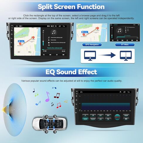 SIXTOP [2+64G] Android Car Stereo for Toyota RAV4 2007 2008 2009 2010 2011 2012 Touch Screen 9 inch Multimedia Player GPS Navigation FM Radio Mirror Link Bluetooth WiFi SWC + Backup Camera&MIC in Saudi Arabia
