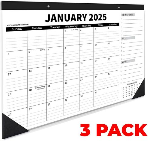 Sproutbrite 18 Month Desk Calendar 2025-2026, 17" x 11.5" Desktop Monthly Planner with To-Do List and Notes, Home, Office Desk Calendar in Saudi Arabia