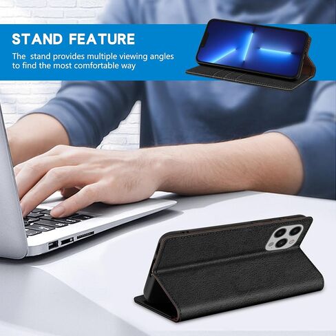 ZZXX for iPhone 13 Pro Wallet Case with [RFID Blocking] Card Slot Stand Strong Magnetic Leather Flip Fold Protective Phone Case for iPhone 13 Pro Case Wallet(Black-6.1 inch) in Saudi Arabia