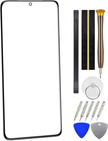 بديل زجاج الشاشة الأمامية لهاتف Samsung Galaxy S21 Ultra 5G SM-G998B SM-G998B/DS جزء إصلاح الزجاج الخارجي مع مجموعة أدوات أسود 6.8 in Kuwait