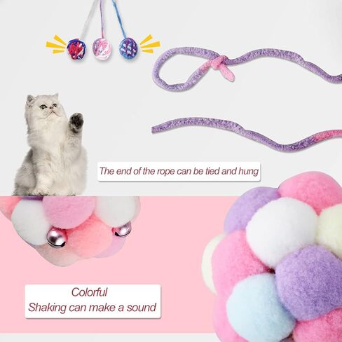 كرات لعبة القطط من أنديكر، 4 قطع كرات دفع للقطط 1 مع أجراس بالداخل، 3 كرات غزل للقطط مع لعبة تفاعلية للقطط للقطط الداخلية، كرات ضباب للقطط بألوان متنوعة لتمرين القطط كهدية ومحبي القطط (4) in Kuwait