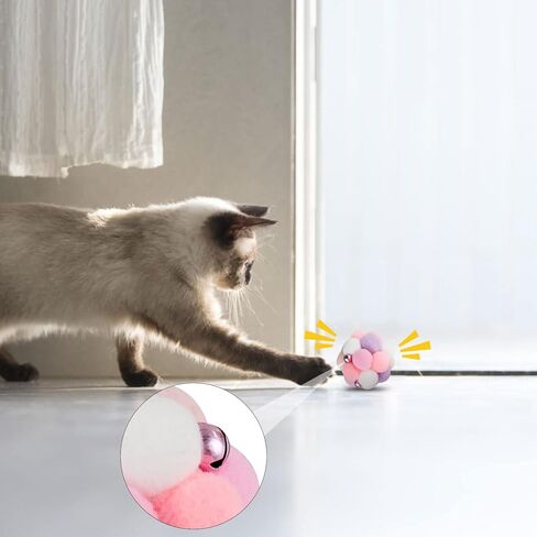 كرات لعبة القطط من أنديكر، 4 قطع كرات دفع للقطط 1 مع أجراس بالداخل، 3 كرات غزل للقطط مع لعبة تفاعلية للقطط للقطط الداخلية، كرات ضباب للقطط بألوان متنوعة لتمرين القطط كهدية ومحبي القطط (4) in Kuwait