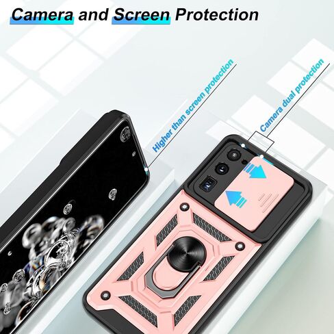 حافظة ATUMP لهاتف Samsung Galaxy S20 Ultra مع واقي شاشة HD، شديد التحمل مع مسند معدني يدور 360 درجة [درجة عسكرية] حافظة واقية لهاتف Gaxy S20 Ultra 5G، أسود in Kuwait