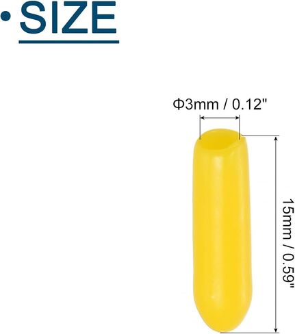 uxcell 120Pcs Rubber End Caps, 12mm/0.47" ID Flexible Rubber Caps, PVC Caps Rubber Screw for Bolts Screw Caps Thread Protectors Tube Screw Bolt, Yellow in Saudi Arabia