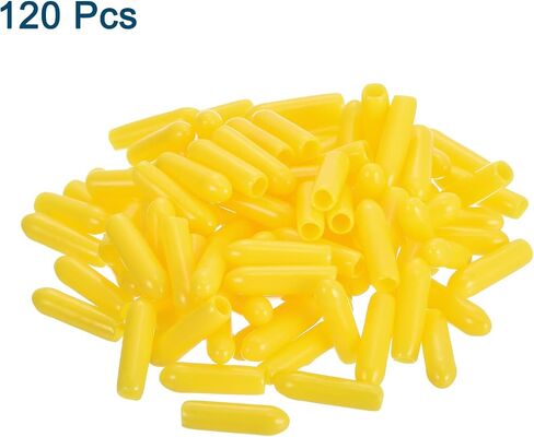 uxcell 120Pcs Rubber End Caps, 12mm/0.47" ID Flexible Rubber Caps, PVC Caps Rubber Screw for Bolts Screw Caps Thread Protectors Tube Screw Bolt, Yellow in Saudi Arabia