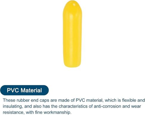 uxcell 120Pcs Rubber End Caps, 12mm/0.47" ID Flexible Rubber Caps, PVC Caps Rubber Screw for Bolts Screw Caps Thread Protectors Tube Screw Bolt, Yellow in Saudi Arabia
