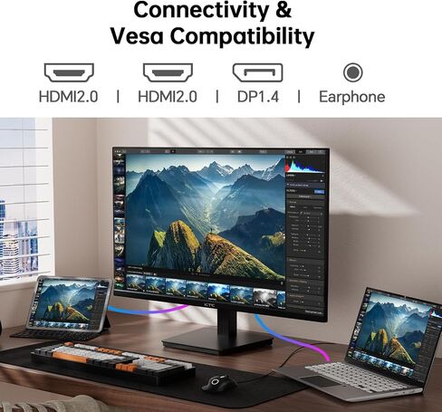 KTC 24 Inch 180Hz Gaming Monitor, 2K QHD Fast IPS PC Gaming Monitor, 1440p 1ms Computer Monitor 144Hz, G-Sync and FreeSync Compatibility, HDR Support, HDMI Displayport, VESA, Q24T09 in Saudi Arabia