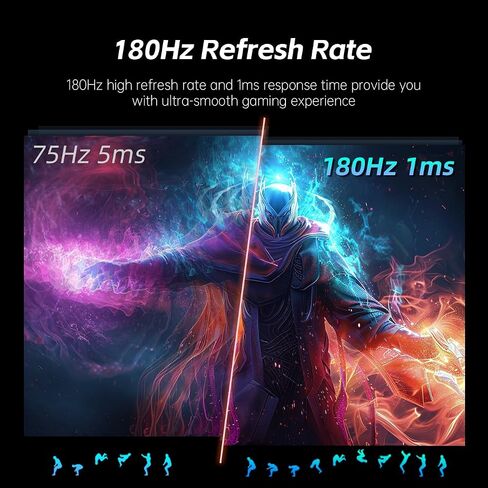 KTC 24 Inch 180Hz Gaming Monitor, 2K QHD Fast IPS PC Gaming Monitor, 1440p 1ms Computer Monitor 144Hz, G-Sync and FreeSync Compatibility, HDR Support, HDMI Displayport, VESA, Q24T09 in Saudi Arabia