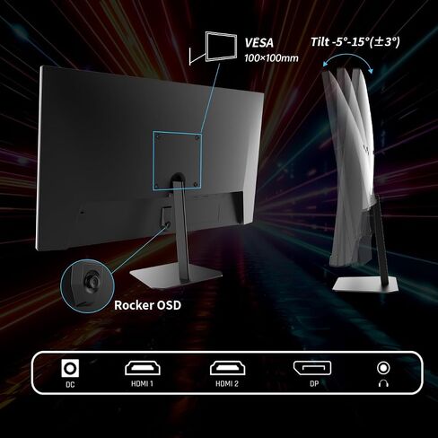 KTC 24 Inch 180Hz Gaming Monitor, 2K QHD Fast IPS PC Gaming Monitor, 1440p 1ms Computer Monitor 144Hz, G-Sync and FreeSync Compatibility, HDR Support, HDMI Displayport, VESA, Q24T09 in Saudi Arabia