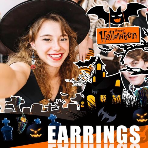 Halloween Earrings For Women Cute Pumpkin Earrings Bat Earrings For Women Ghost Earrings Halloween Earrings Dangle Halloween Jewelry in Saudi Arabia