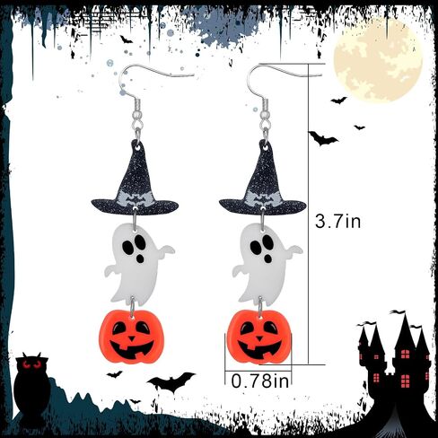 Halloween Earrings For Women Cute Pumpkin Earrings Bat Earrings For Women Ghost Earrings Halloween Earrings Dangle Halloween Jewelry in Saudi Arabia