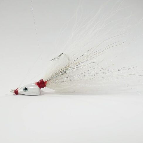 (White) ‎Key West Bonefish Bucktail Jigs - 30° Angled - 1/8 oz - 3 Pack in Saudi Arabia