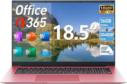 كمبيوتر محمول 18 بوصة، كمبيوتر محمول مع ذاكرة وصول عشوائي 36 جيجابايت و128 جيجابايت EMMC+2048 جيجابايت SSD، سيليرون N5095 رباعي النواة (حتى 2.9 جيجاهرتز)، فتحة 180 زاوية، بطارية 8000 مللي أمبير في الساعة، WiFi6، USB 3.2 * 3، HDMI، كاميرا ويب، نوع C (وردي) in Kuwait