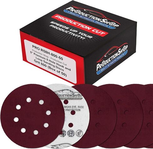 5" Red 8-Hole Pattern Sanding Discs, 50 Disc Variety Pack, Grits 80, 100, 120, 150, 180, 220, 320, 400, 600, 800 - Hook & Loop Sandpaper for Random Orbital Sanders - Woodworking, Paint in Kuwait