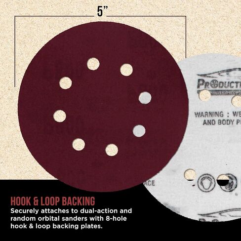 5" Red 8-Hole Pattern Sanding Discs, 50 Disc Variety Pack, Grits 80, 100, 120, 150, 180, 220, 320, 400, 600, 800 - Hook & Loop Sandpaper for Random Orbital Sanders - Woodworking, Paint in Kuwait