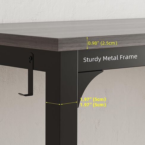 Large Computer Desk - 63 Inch Home Office Desk Study Student Writing Table Gaming Desk Wood Modern Simple Table with Storage Bag & Headphone Hooks, Black in Saudi Arabia