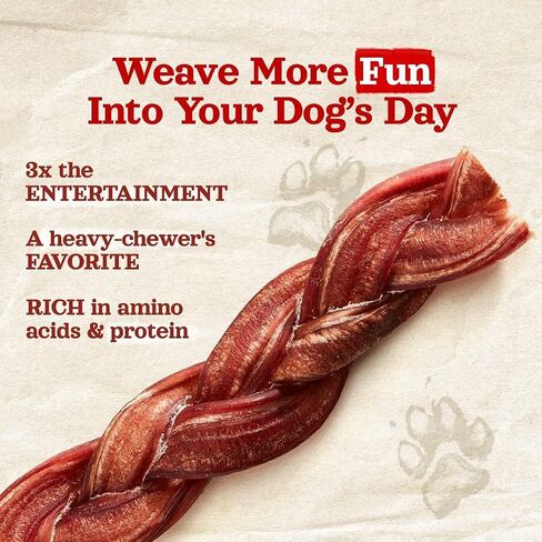 Natural Farm Odor-Free Braided Bully Sticks (4-5 Inch, 10 Pack) - 100% Grass-Fed Beef, Grain-Free, Low Fat & Fully Digestible Best Dental Treats, Safest Long Lasting Pizzle Chews to Keep Your Dog Busy in Saudi Arabia