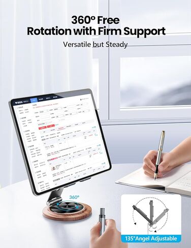 حامل شاحن الهاتف مع ارتفاع قابل للتعديل وزاوية ودوران 360 درجة، حامل هاتف خلوي معدني قابل للطي للمكتب والشحن والتشغيل، متوافق مع Samsung Galaxy S24/S23/S22، iPhone 15/14/13 Pro Max إلخ in Kuwait