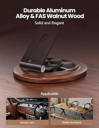 حامل شاحن الهاتف مع ارتفاع قابل للتعديل وزاوية ودوران 360 درجة، حامل هاتف خلوي معدني قابل للطي للمكتب والشحن والتشغيل، متوافق مع Samsung Galaxy S24/S23/S22، iPhone 15/14/13 Pro Max إلخ in Kuwait