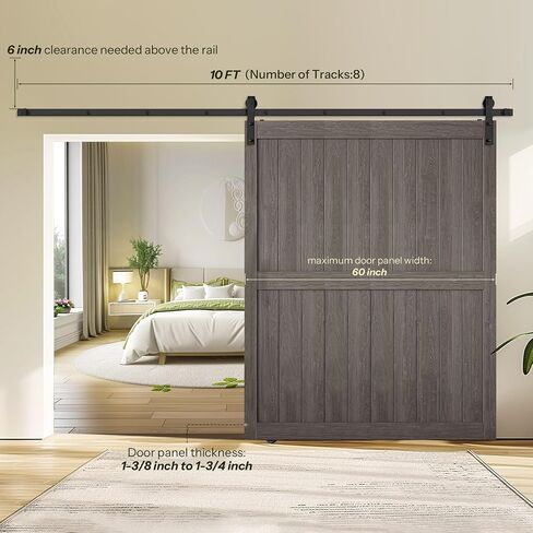 Moquin Barn Door Hardware Kit, 6 Feet Heavy Duty Sliding Door Hardware kit, Sturdy Carbon Steel Flat Track, Smooth & Quiet, Max Fit Single Door 36" Wide, Black (J Shape) in Saudi Arabia