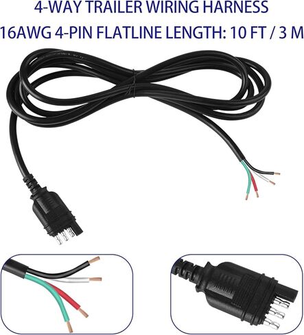 4 دبوس مقطورة الأسلاك تسخير 3FT، 18 AWG 4 طريقة شقة مقطورة الأسلاك تمديد موصل تسخير السيارة الجانب مقطورة الجانب 4 الشق مقطورة ضوء المكونات مقطورة وصلة وصلة الأسلاك تمديد in Kuwait