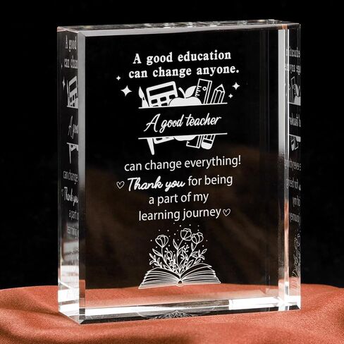 Teacher Appreciation Gifts, Laser Engrave Crystal Keepsake Plaque Thank You Gifts for Teacher Gifts from Student, End of Year Teacher Gifts, Best Teacher Gifts for Birthday Christmas in Saudi Arabia