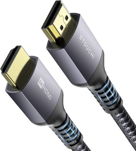 Stouchi 8K HDMI 2.1 Cable 8ft (2-Pack) 48Gbps 4K@120Hz | Ultra High Speed | eARC | Reduce Screen Tearing & Lag | Triple-tin Shielding | 30AWG Copper Wire | Nylon Braided in Kuwait