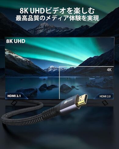 Stouchi 8K HDMI 2.1 Cable 8ft (2-Pack) 48Gbps 4K@120Hz | Ultra High Speed | eARC | Reduce Screen Tearing & Lag | Triple-tin Shielding | 30AWG Copper Wire | Nylon Braided in Kuwait