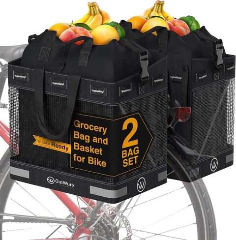 Grocery Panniers for Bicycles - 22.5 Liter Water Resistant Bike Panniers for Bicycles Rear Rack with Handles and Shoulder Strap - 1 Bag in Saudi Arabia