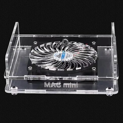 MAC Mini Mount,Mini Cooling Fan Design,Super Strong Wind Modification Chassis,Equipped with a 5.5 Inches Silent Fan for Heat Sink,USB Power Supply(Transparent) in Kuwait