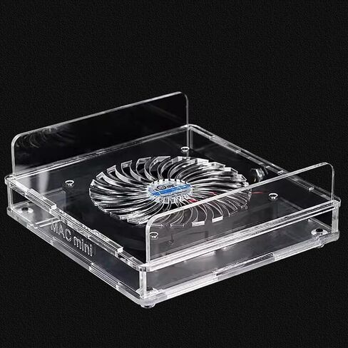 MAC Mini Mount,Mini Cooling Fan Design,Super Strong Wind Modification Chassis,Equipped with a 5.5 Inches Silent Fan for Heat Sink,USB Power Supply(Transparent) in Kuwait
