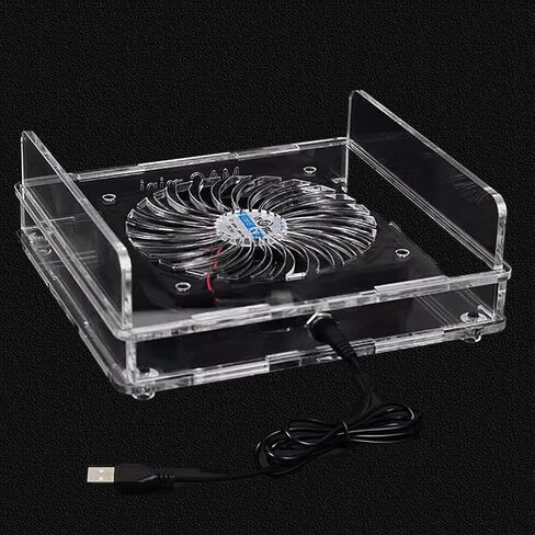MAC Mini Mount,Mini Cooling Fan Design,Super Strong Wind Modification Chassis,Equipped with a 5.5 Inches Silent Fan for Heat Sink,USB Power Supply(Transparent) in Kuwait