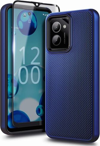 for HMD Vibe Phone Case with Tempered Glass Screen Protector, Full-Body Protective Dual Layer Hybrid Shockproof Phone Case for Nokia HMD Vibe N159V TA-1590 (Blue) in Saudi Arabia