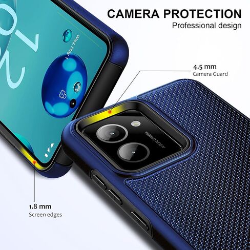 for HMD Vibe Phone Case with Tempered Glass Screen Protector, Full-Body Protective Dual Layer Hybrid Shockproof Phone Case for Nokia HMD Vibe N159V TA-1590 (Blue) in Saudi Arabia