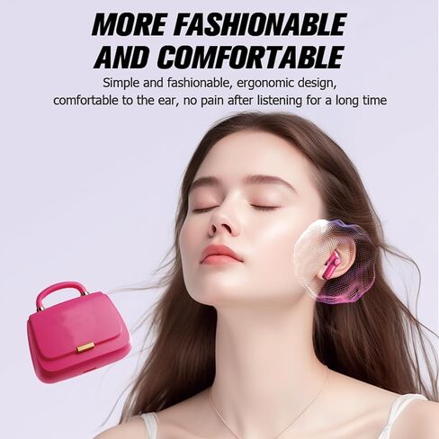 Cute Pink Kids Earbuds Ear Buds Girls Hot Pink Bag Wireless Bluetooth Earbuds for Small Ears Women Kids for School, TWS True Wireless Kids Earbud Earphones Kawai Blue Tooth Ear Buds for iPhone Android in Saudi Arabia