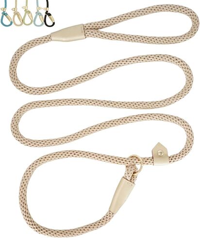 6.5ft Pet Slip Leash, Dog Lead and Collar Combo, Gentle Lead Leash, Recall Training Leash for Small Medium Large Dogs (Tan, 6.5ft x 11mm) in Saudi Arabia