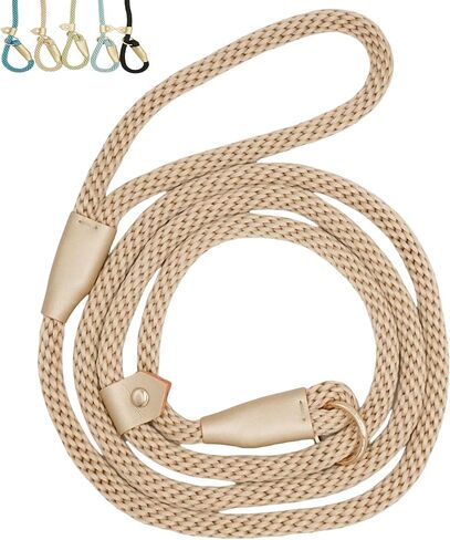 6.5ft Pet Slip Leash, Dog Lead and Collar Combo, Gentle Lead Leash, Recall Training Leash for Small Medium Large Dogs (Tan, 6.5ft x 11mm) in Saudi Arabia
