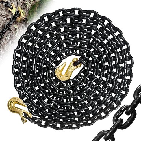 Grade 80 Transport Binder Chain,25FT 3/8" Trailer Safety Chains with Clevis Grab Hooks,7100 Lbs Safe Working Load Heavy Duty Chain for Lifting Loading Tie Down Fixed Cargo Flatbed Truck in Saudi Arabia