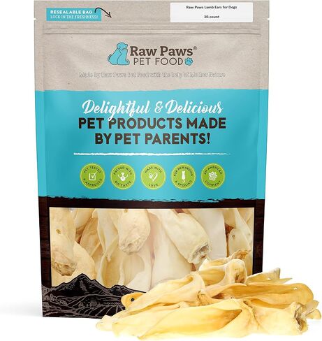 Raw Paws Lamb Ears for Dogs, 30 Count - Soft, Crunchy Lamb Dog Treats - Natural Rawhide Alternative Dog Chews Preservative and Additive Free in Kuwait