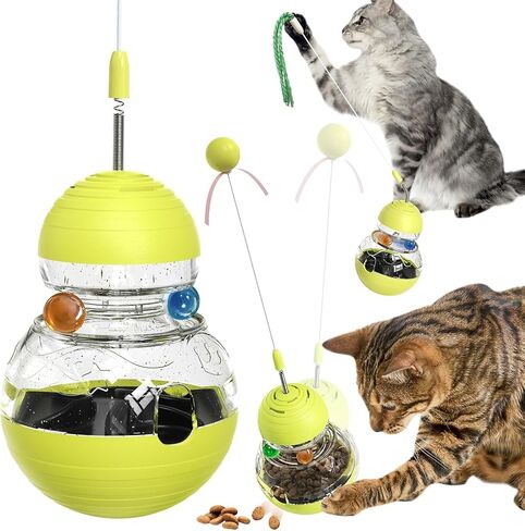 Cat Interactive Toys for Indoor Cats Kitten Wand Toy Weight Loss Lose Kitty Tracking Balls Slow Food Dispenser Feeder Treat Dispensing Feeding Pet Supplies Birthday Gift UV7 in Saudi Arabia