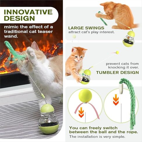 Cat Interactive Toys for Indoor Cats Kitten Wand Toy Weight Loss Lose Kitty Tracking Balls Slow Food Dispenser Feeder Treat Dispensing Feeding Pet Supplies Birthday Gift UV7 in Saudi Arabia