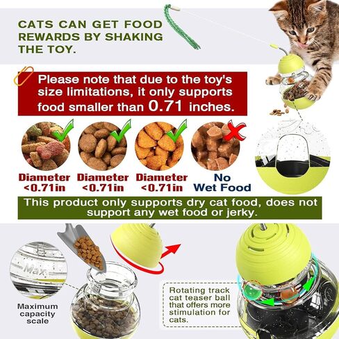Cat Interactive Toys for Indoor Cats Kitten Wand Toy Weight Loss Lose Kitty Tracking Balls Slow Food Dispenser Feeder Treat Dispensing Feeding Pet Supplies Birthday Gift UV7 in Saudi Arabia