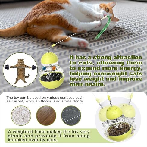 Cat Interactive Toys for Indoor Cats Kitten Wand Toy Weight Loss Lose Kitty Tracking Balls Slow Food Dispenser Feeder Treat Dispensing Feeding Pet Supplies Birthday Gift UV7 in Saudi Arabia