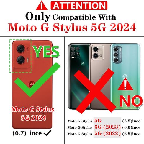 حافظة Moto G Stylus 5G 2024 مع واقي شاشة: حافظة هاتف متينة مقاومة للصدمات من الدرجة العسكرية مع مسند حلقي لهاتف - Motorola G Stylus 5G 2024 أسود in Kuwait