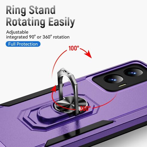 حافظة Moto G Stylus 5G 2024 مع واقي شاشة: حافظة هاتف متينة مقاومة للصدمات من الدرجة العسكرية مع مسند حلقي لهاتف - Motorola G Stylus 5G 2024 أسود in Kuwait