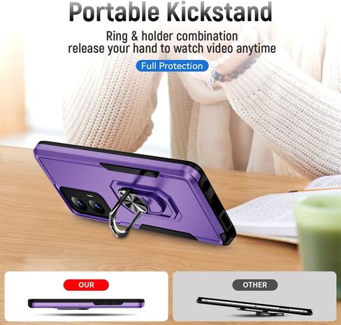 حافظة Moto G Stylus 5G 2024 مع واقي شاشة: حافظة هاتف متينة مقاومة للصدمات من الدرجة العسكرية مع مسند حلقي لهاتف - Motorola G Stylus 5G 2024 أسود in Kuwait